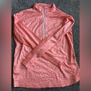 Pebble Beach Coral Patterned Quarter-Zip Golf Pullover